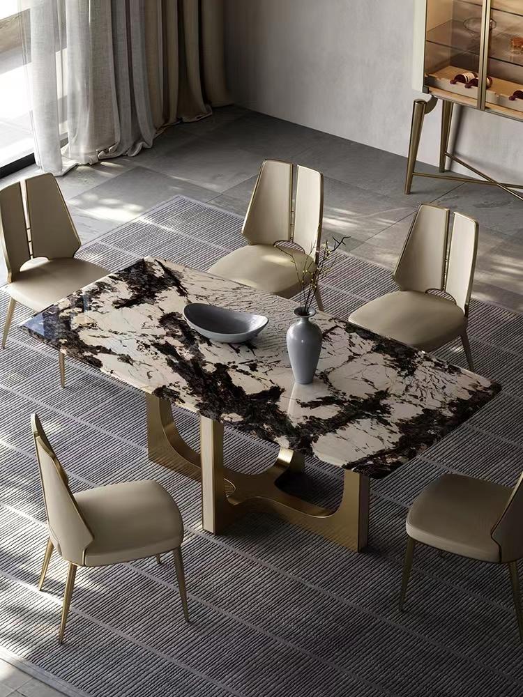Marble Dining Table Gold Legs Brushed Dining Table Stainless Steel